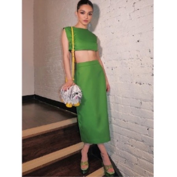 Kate Spade Duchess Satin Pencil Midi Skirt Kelly Green Sz 4 RARE Preppy Work - Picture 1 of 11